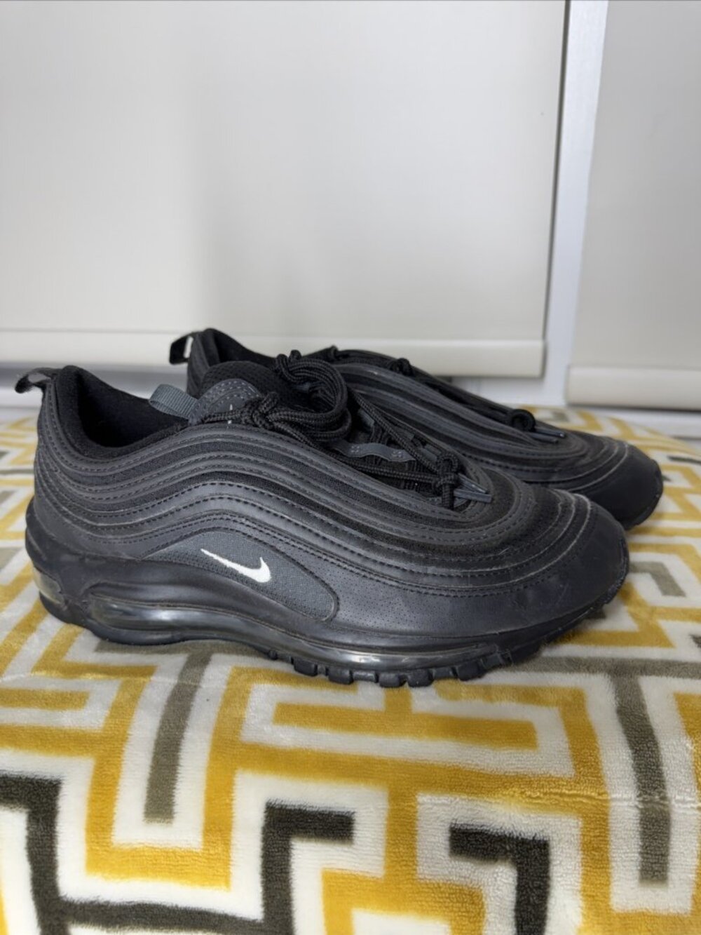 Nike Air Max 97 Black Lace Up Low Top Men's Athletic Sneakers 7Y UK 6 Wms 8.5